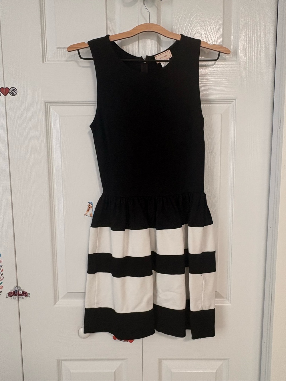 love...ady Black and White Striped Peplum Dress